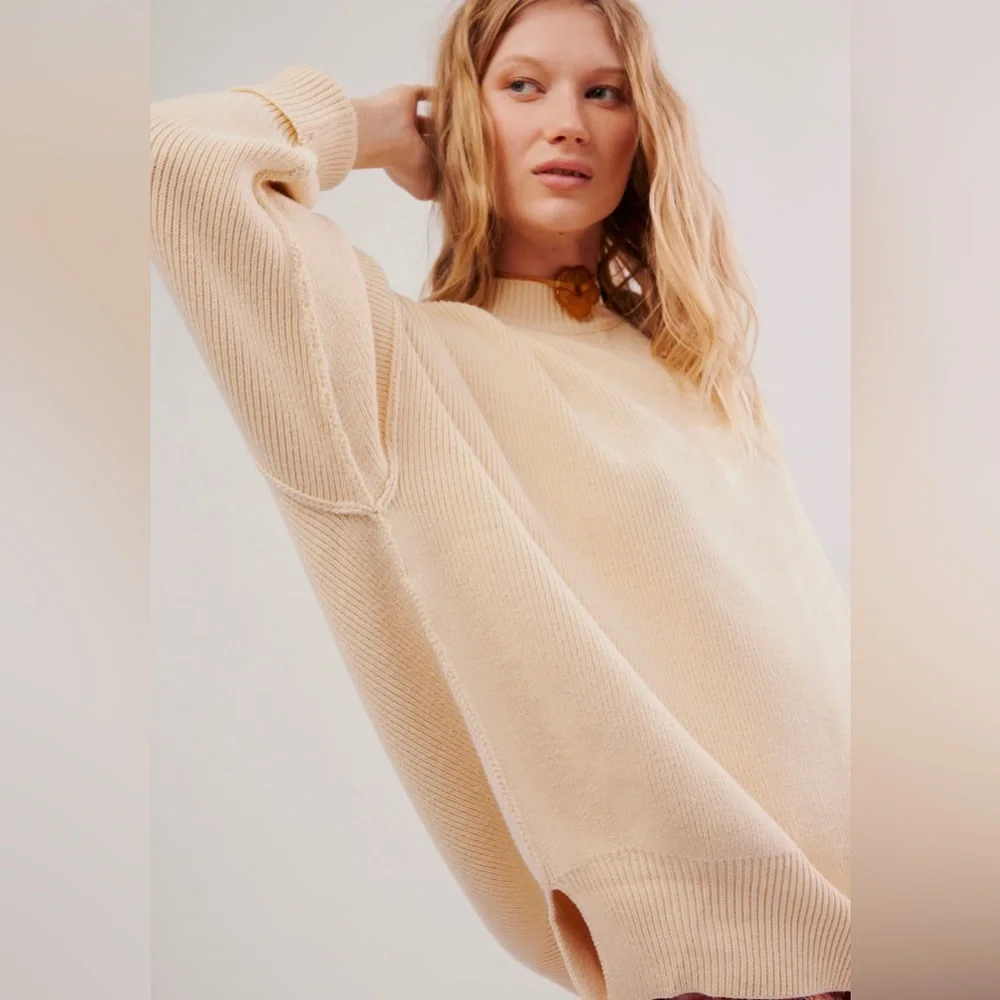 Free People Easy Street Tunic Sweater Cream XS NWT - Picture 4 of 6